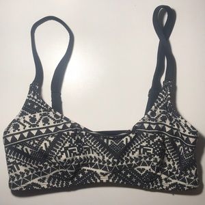 Black and white bathing suit top.